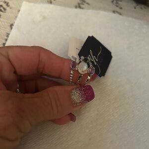Nina halls handmade amethyst moonstone sterling silver ring 7 NWT